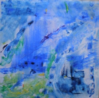 "Fjord i sommarljus" 140x140 cm Olja på duk -07